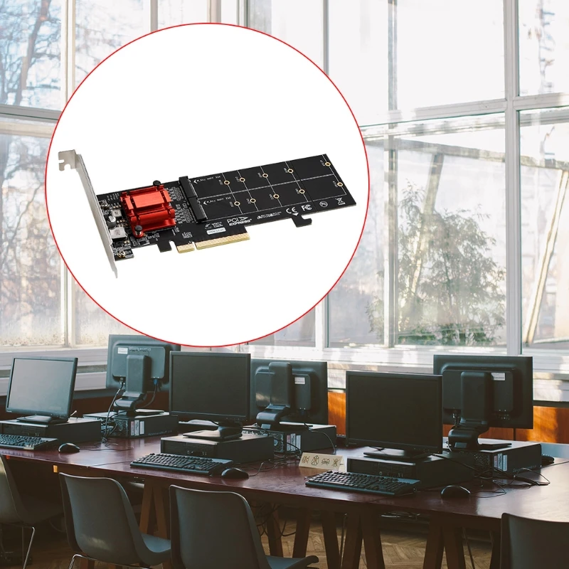 M.2 NVME SSD Плата расширения X8 Расширенный адаптер 2 порта M2 для NVME 2230 2242 2260 2280 22110 HDD N7MC