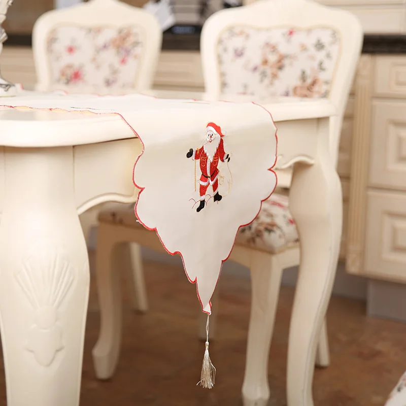 Рождественский стол флаг Европейский вышитый полый Санта бегун домашний сад
