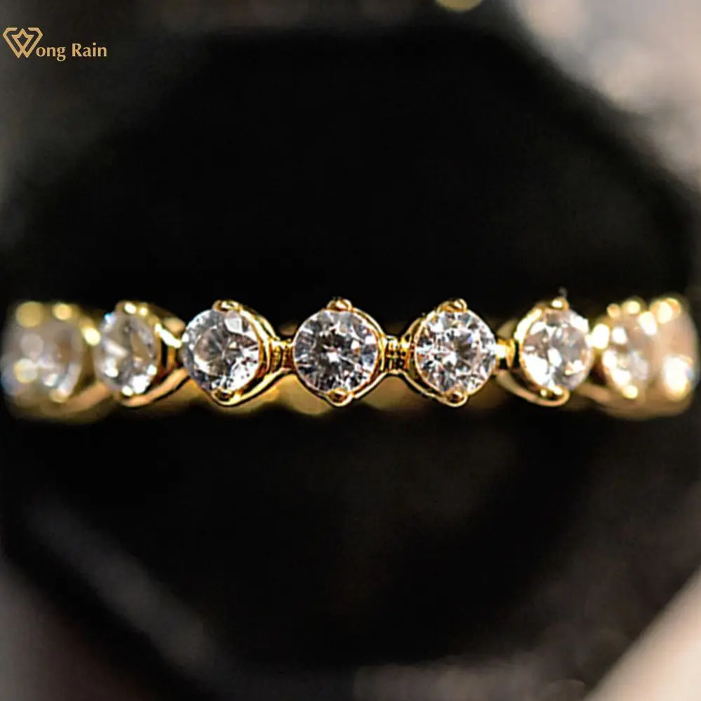 

Wong Rain 925 Sterling Silver Created Moissanite Gemstone Wedding Band Simple Personality Ring For Women Daily Fine Jewelry