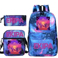 ekipa print school backpack for school teenager girls boys kawaii backpacks mochilas 3pcsset kids school bags shoulder bag