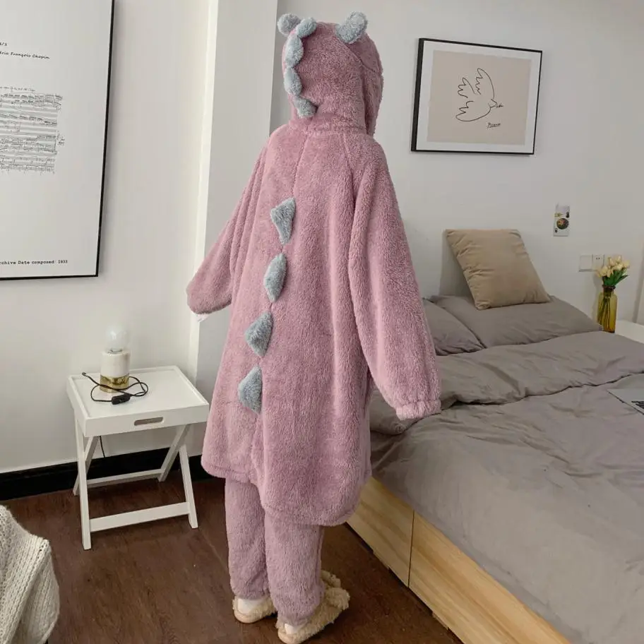 

Autumn and winter 2020 new design sense thick warm pajamas women can wear night skirt pajamas home service suit