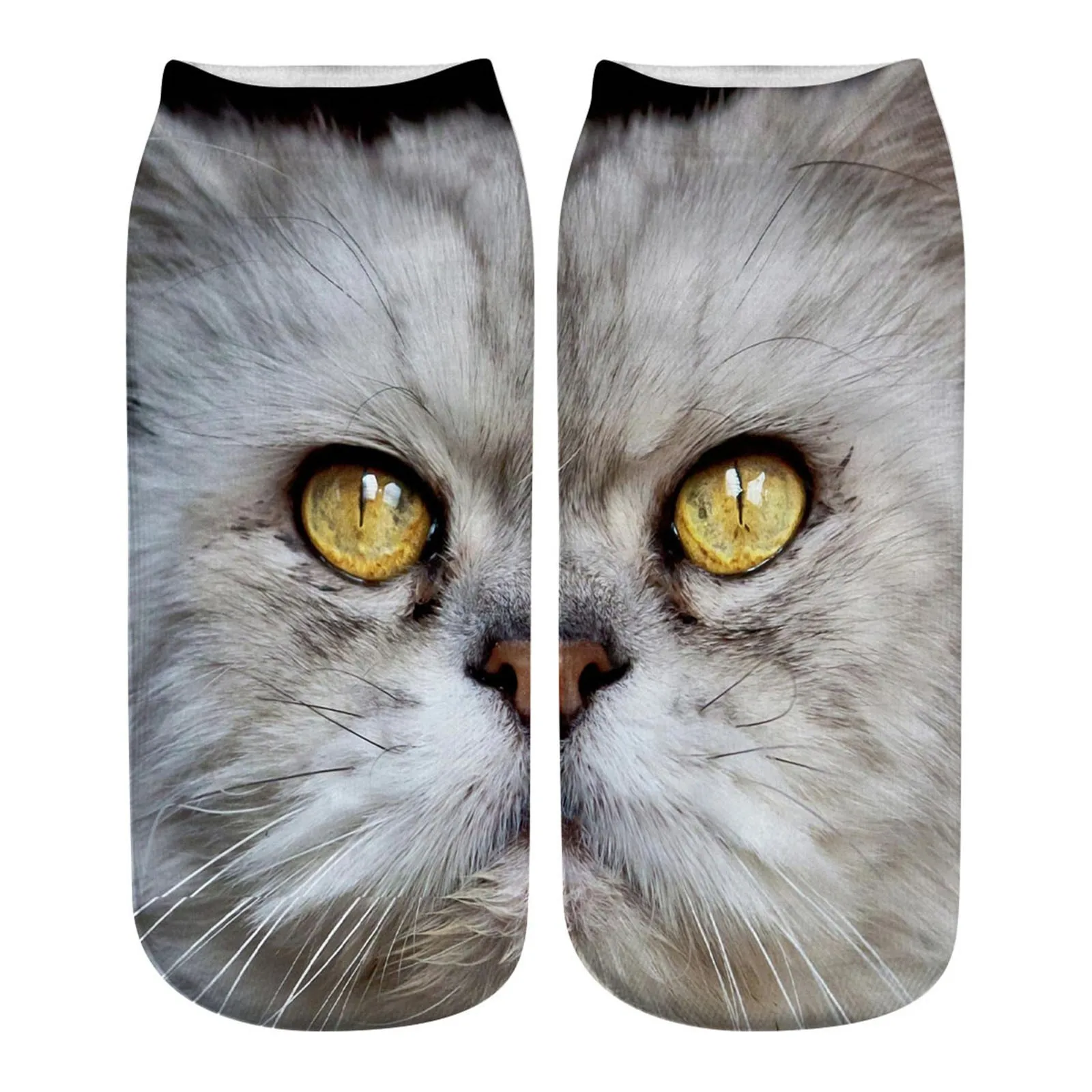 

3d Animal Print Medium Sports Socks Unisex Short Socks Creative Colorful Multiple Cat Face Happy Casual Work Low Ankle Socks R5