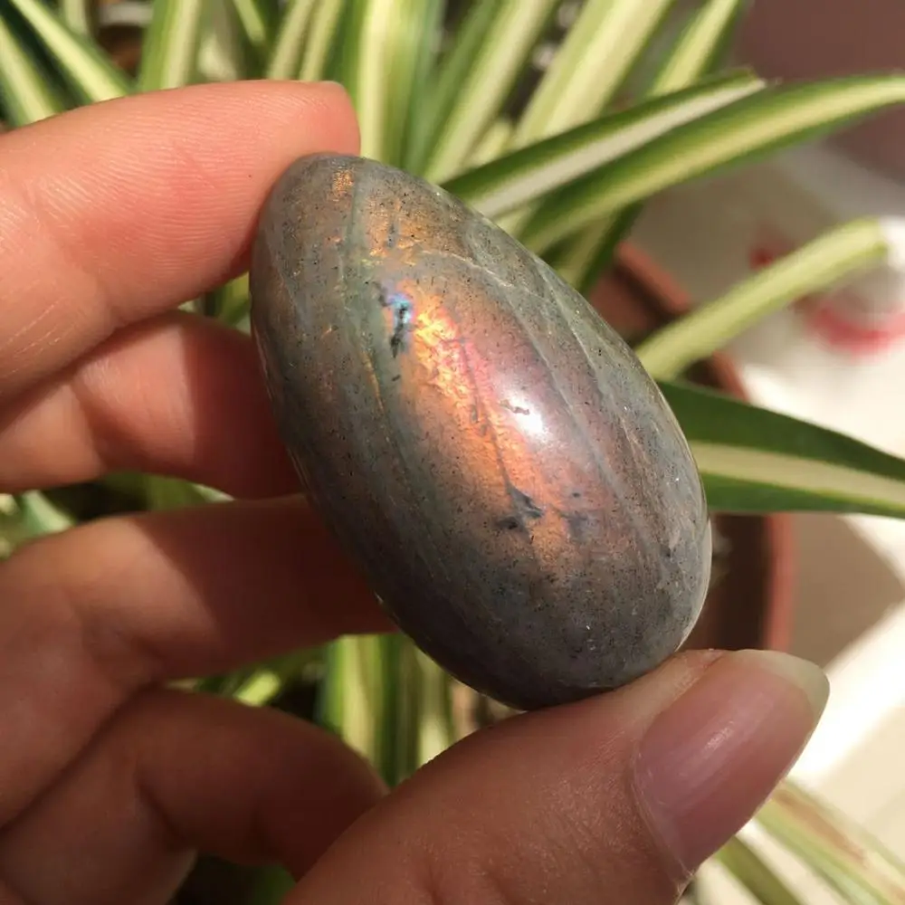 Great! 1pcs Rare Heavy purple flash labradorite palm stone Gemstone for decoration | Дом и сад