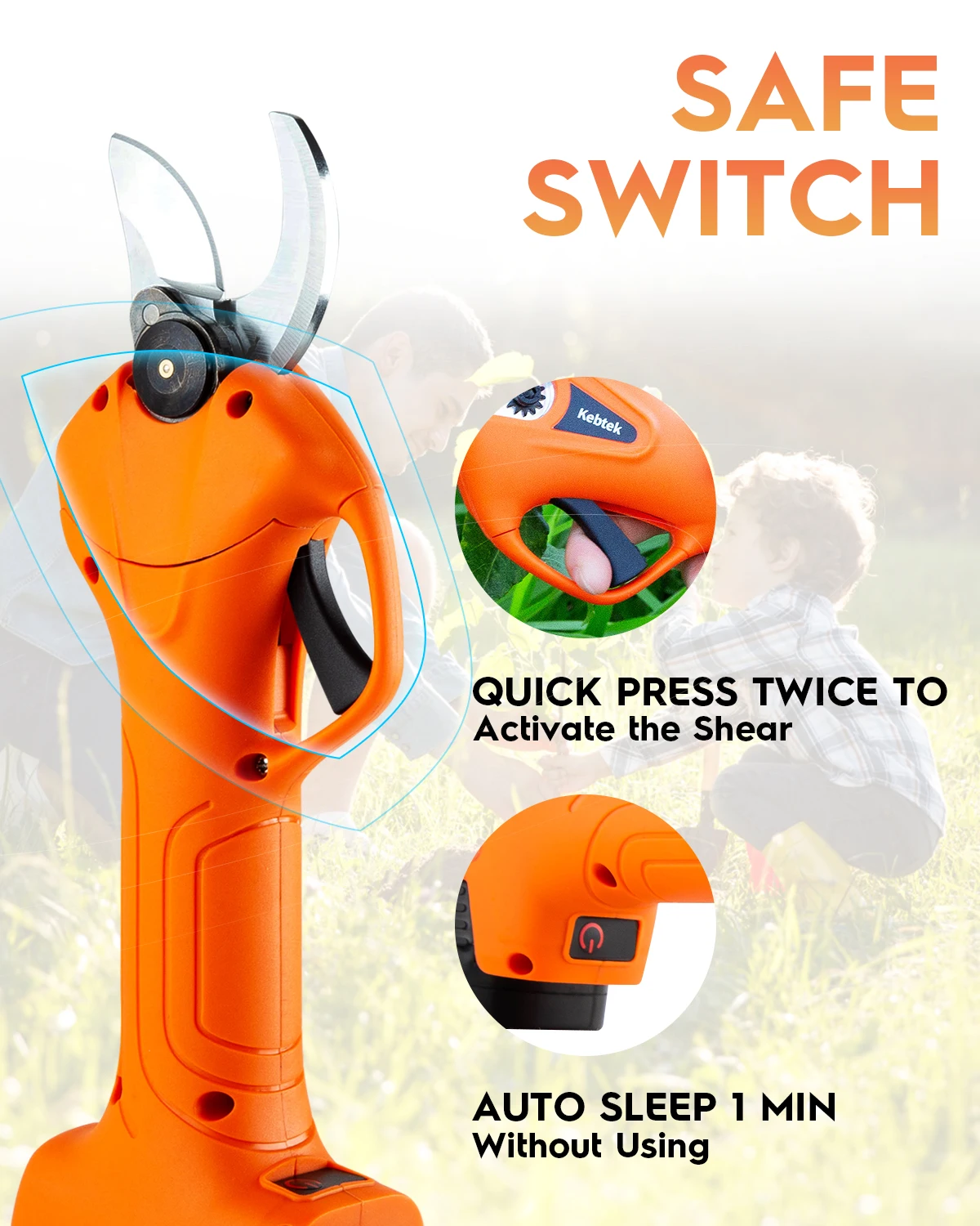 Садовые ножницы Kebtek на батарейках беспроводные электрические для ветвей с