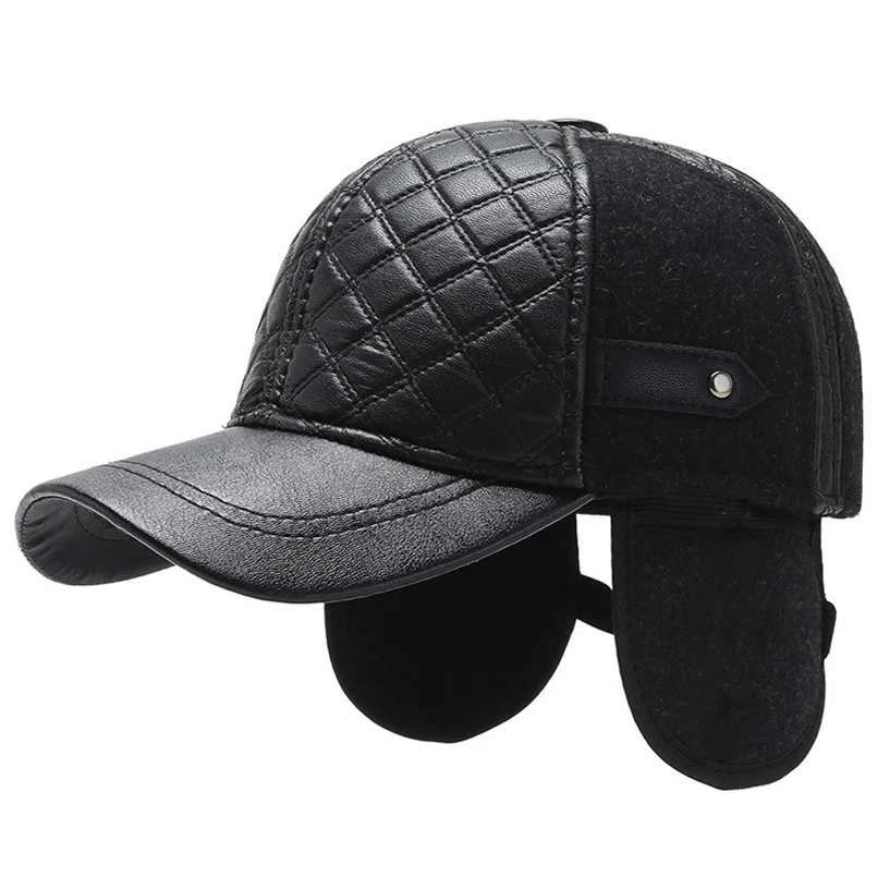 Новая зимняя мужская Кепка из ПУ кожи бейсболка мужские шапки и кепки шапка для