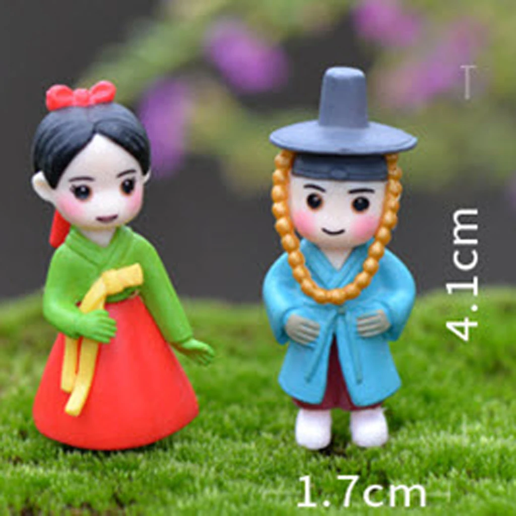 

Set Of 4pcs Mini Korean Figures Figurines Miniature Fairy Garden Bonsai DIY