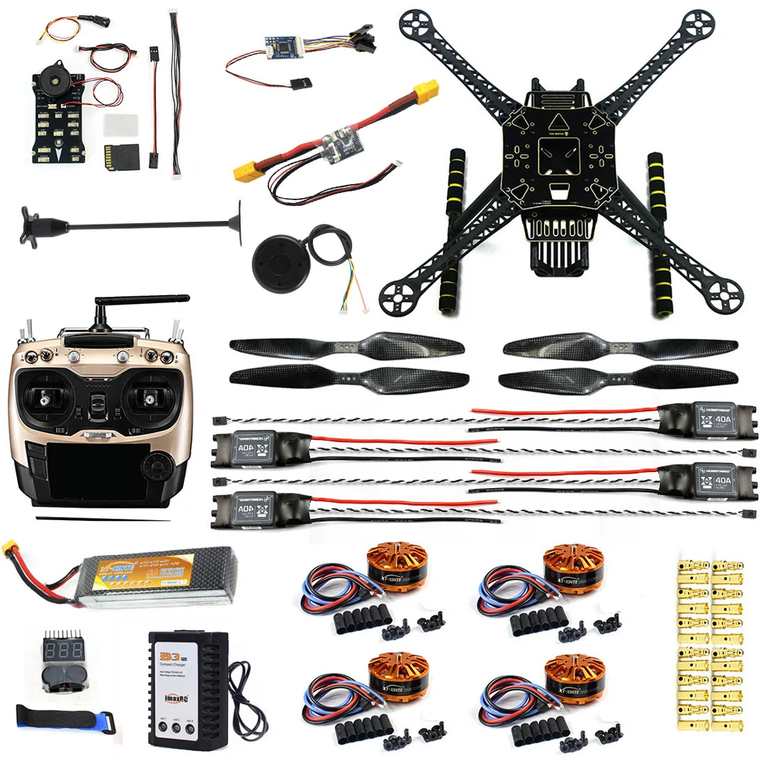 

JMT S600 4-Axle Rack Quadcopter Frame Kit with Landing Gear Skid PX4 PIX 2.4.8 32 Bit Flight Controller AT9S FS-i6 Transmitter