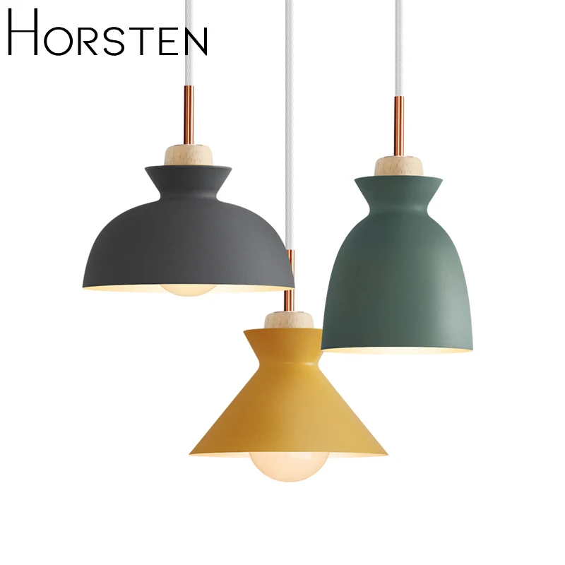 

Horsten Nordic Scandinavian Modern Colorful Pendant Light Simple Metal Lampshade Pendant Lamp Creative Bar Cafe Hanging Lighting