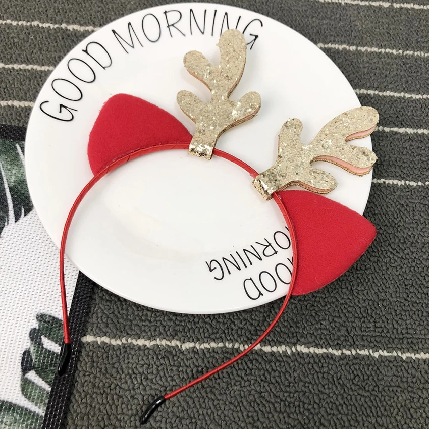 Милый Рождественский головной убор с кошачьими ушками оленей костюм для