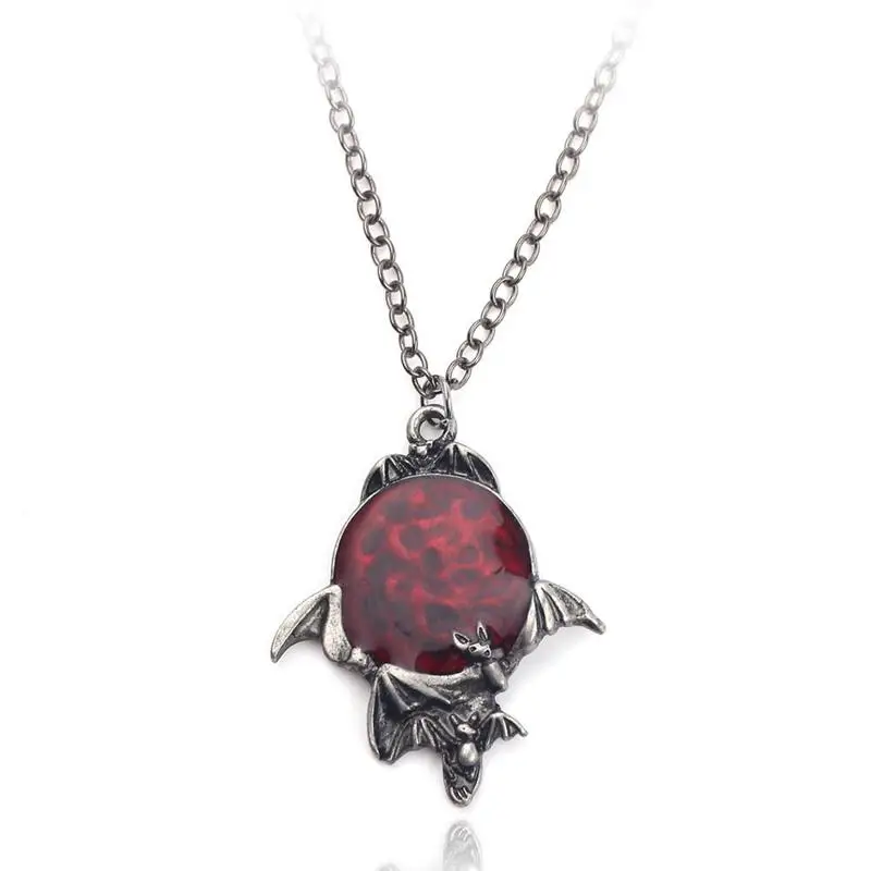 Винтажный Красный Кристалл вампир Готическая летучая мышь кулон на Хэллоуин