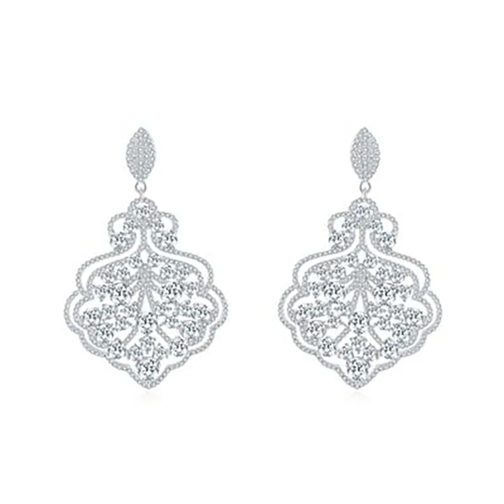 

Женские серьги-подвески из серебра 925 пробы, с искусственным муассанитом