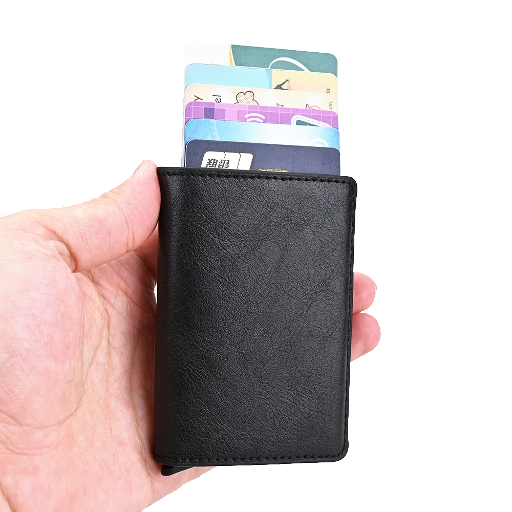 Gemeer, мужской кредитный держатель для карт, кошелек, RFID, Противоугонный автоматический кошелек, чехол для карт, кожаный мужской кошелек, кредитная карта