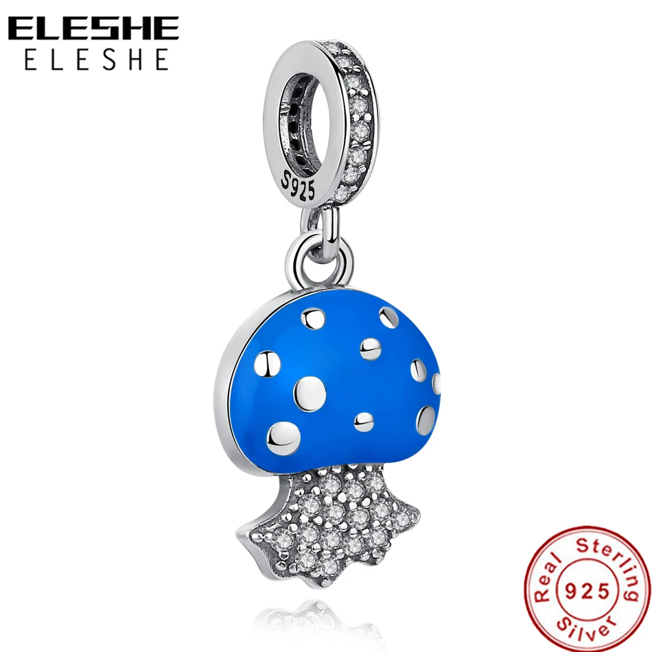 Новый оригинальный синий Медузы очарование Кристалл бисер 100% 925 стерлингового