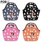 Неопреновая сумка для ланча FORUDESIGNS для девочек, термопечать для ухода за зубами, ланчбокс для свежих продуктов, Женский ланчбокс для путешествий и пикника, Ланчбокс
