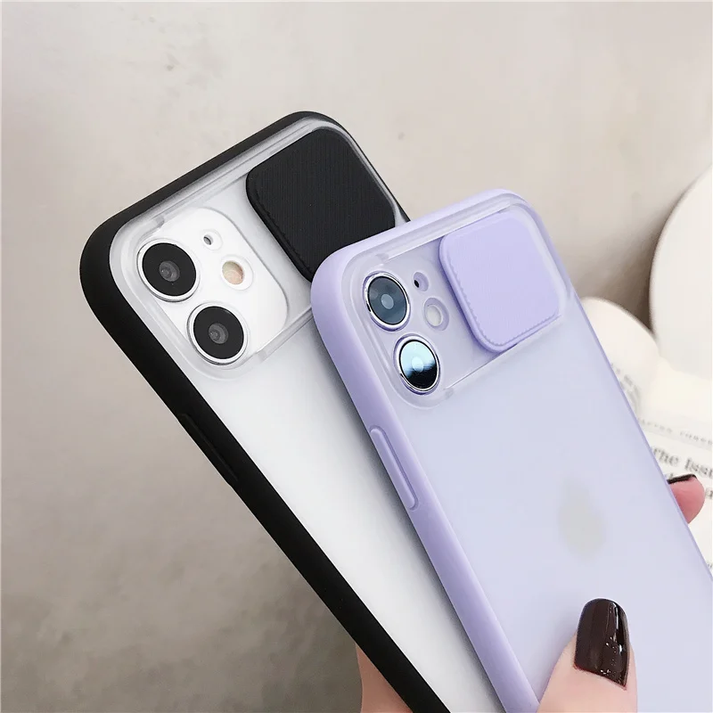Slide Camera Lens Protection Silicone Phone case For iPhone 11 Pro Max X XR XS MAX 6 6S 7 8 Plus Soft TPU Candy Color Case | Мобильные