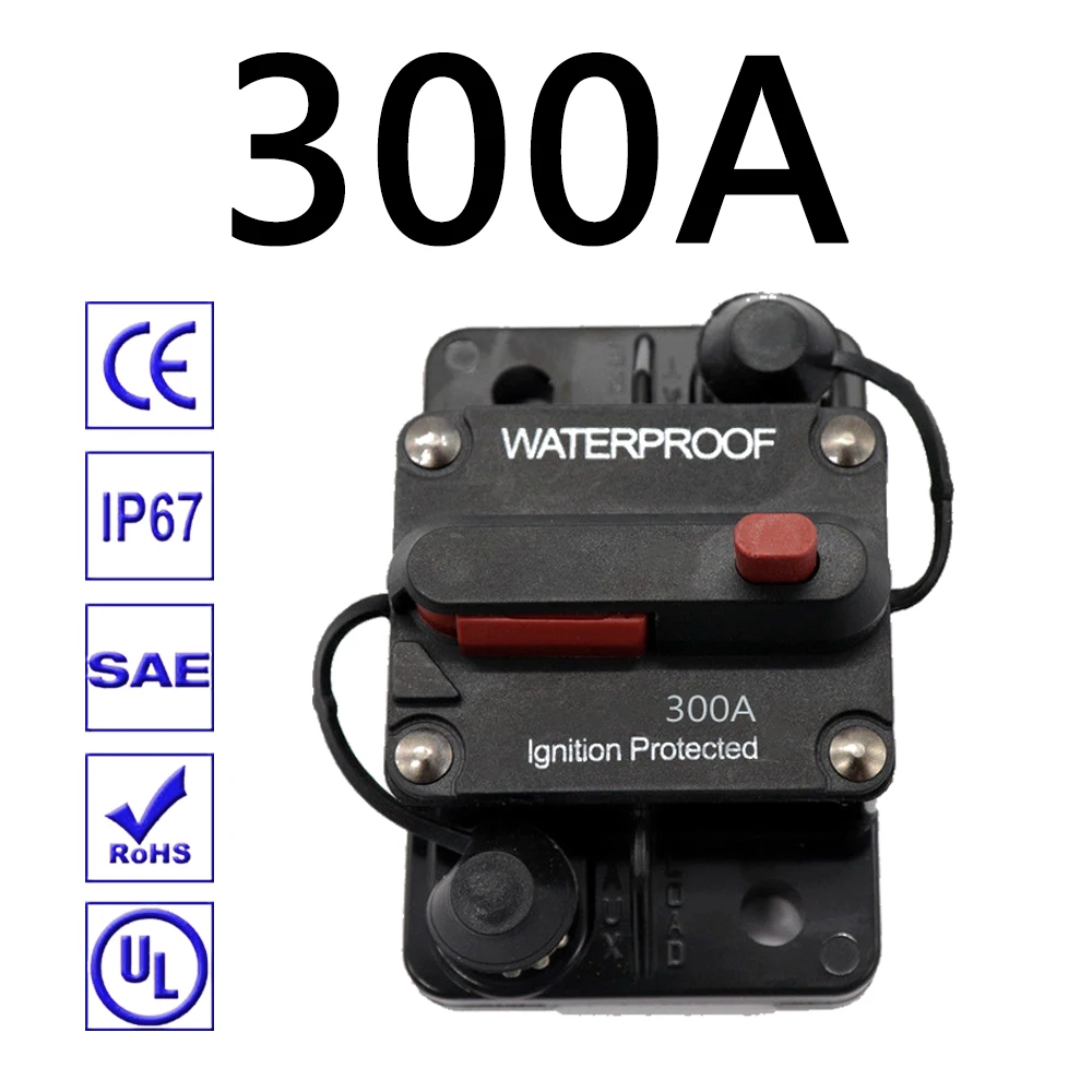 Синий 30A 40A 50A 60A 70A 80A 100A 120A 150A 200A 250A 300A Ампер автоматический выключатель предохранитель сброса для ребенка от 12 до 48V преобразователь автомобильной розетки постоянного тока Лодка Авто Водонепроницаемый - Цвет: Синий