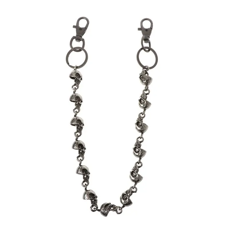 Мужские Готические джинсы винтажная металлическая цепочка в виде черепа панк