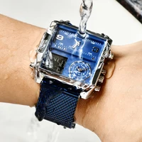 2021 new creative square men watches top brand luxury digital leather quartz wrist watch men fashion waterproof sport clock male