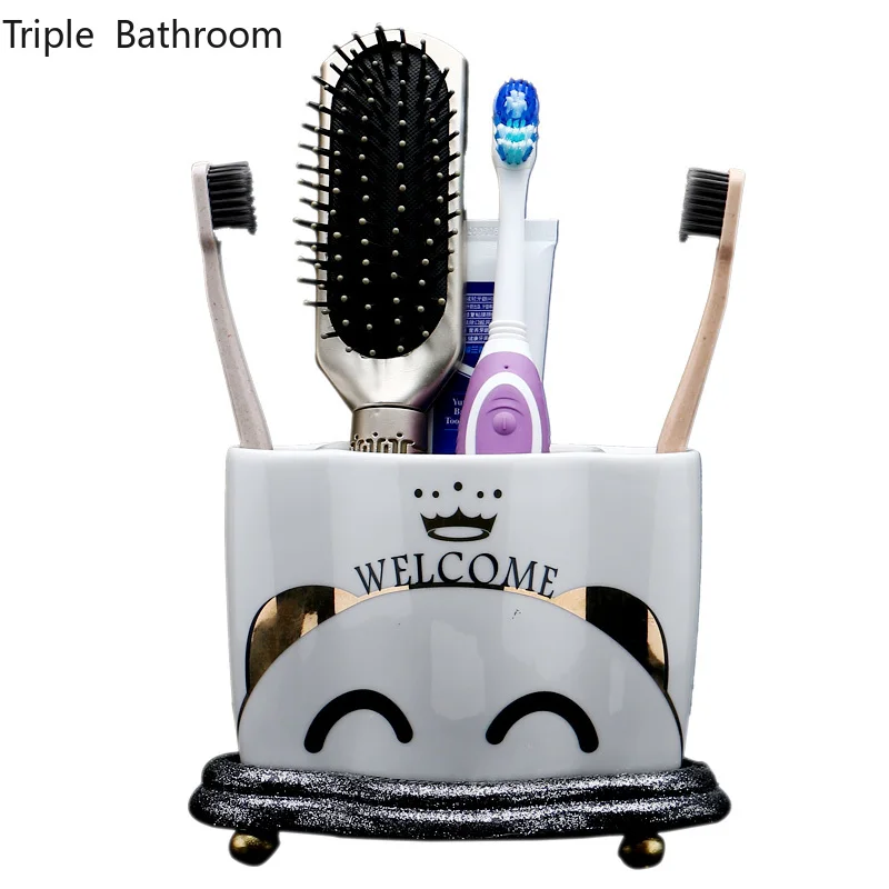 

European Toothbrush Holder Ceramics Shelf Toothpaste Tooth Brush Holder Washing Tools Bathroom Organizer Toothbrush Accessories