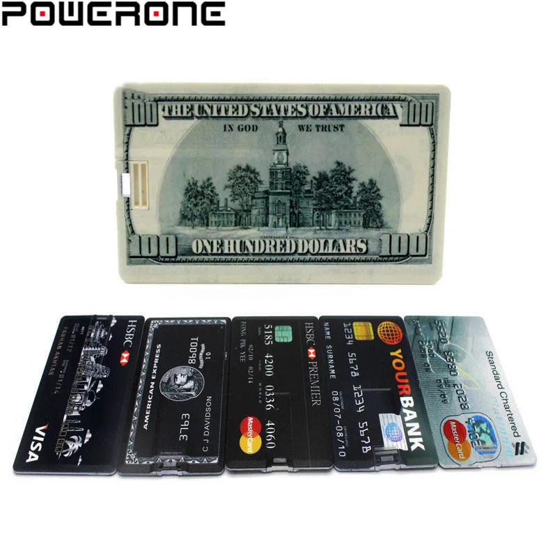 Powerone Супер тонкая Кредитная карта USB флеш накопитель флешка 4 ГБ 8 16 32 64 модель