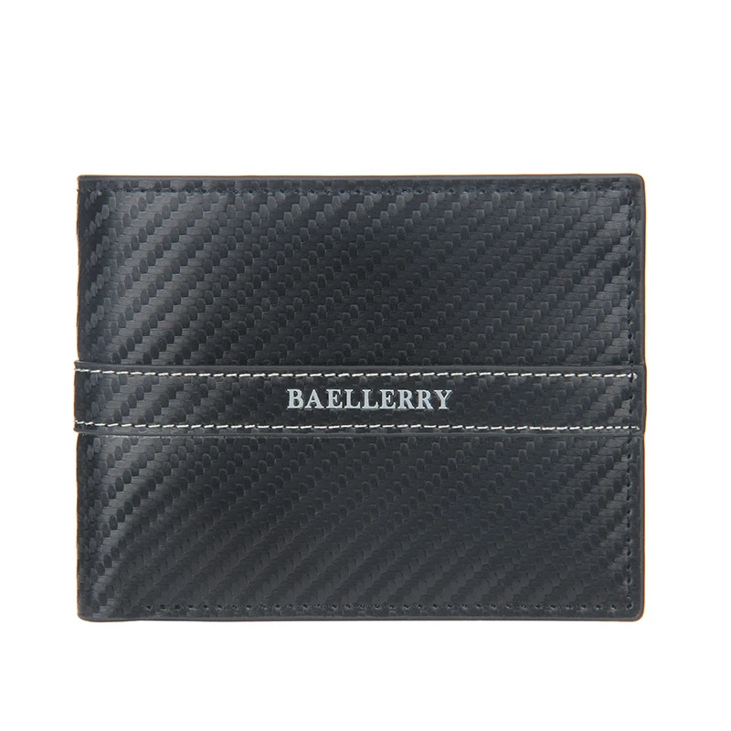 

Men's Short Black Horizontal Wallet PU Leather Square Type Luxury Purse Stitching Multiple Card Slots Retro Business Money Clip