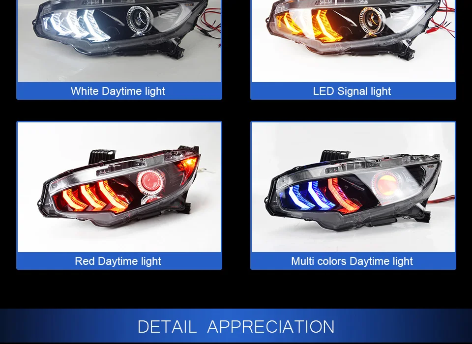 Фары для автомобиля Honda CIVIC X G10- DRL дневные ходовые огни головная лампа светодиодный Биксеноновая лампа Противотуманные фары, аксессуары для автомобиля
