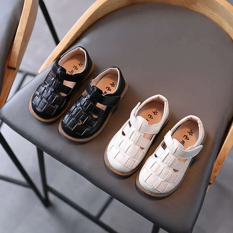 

Fashion Children Sneakers Kids Flats Leather Shoes For Boys Girls British Style Weave Woven 2021 Spring Summer Shoes Tide 21-30