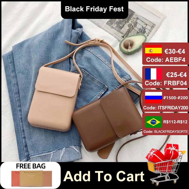 

DN Mini Shoulder Bags for Women's PU Leather Flap Crossbody Handbag Fashion Phone Vintage Purse Simplicity Ladies Small Pouch