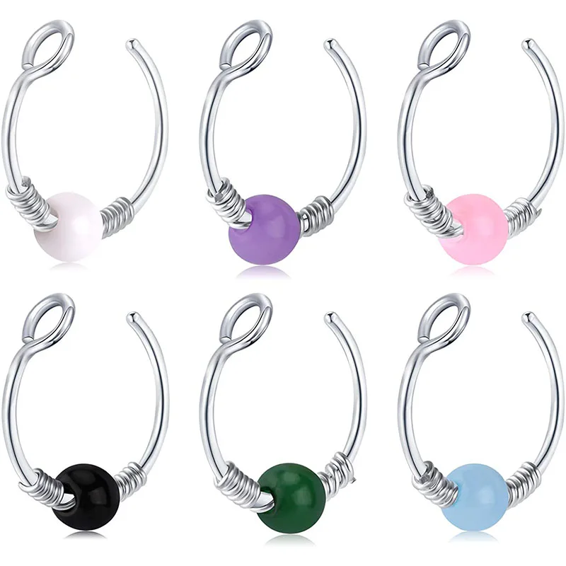 Кольцо для носа из нержавеющей стали искусственное кольцо имитации пирсинга 8 мм