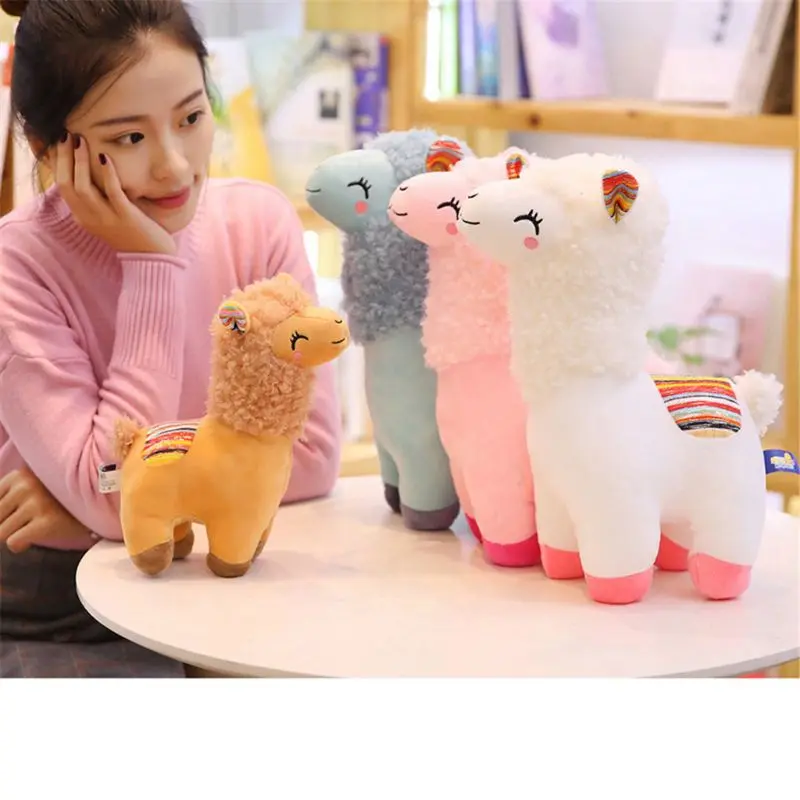 4XBC New 25cm Smile Stripe Alpaca Llama Plush Animals Toy Stuffed Doll Kids Toys Birthday Gifts | &amp
