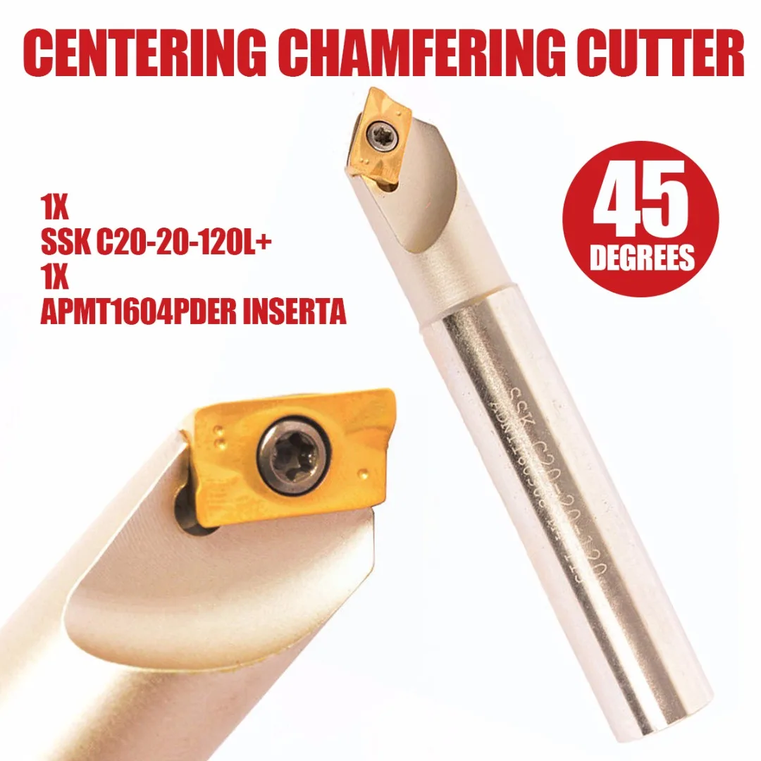 

45 Degrees Centering Chamfering Cutter SSK C20-20-120L+1pcs APMT1604PDER Insert