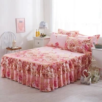 3pcs printed bedding set soft bed skirt with pillowcases bedspread full twin queen king size bed sheet mattress cover bedsheets