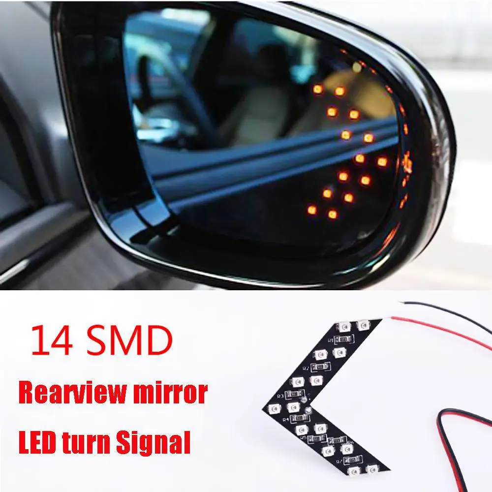 

2 Pcs 12V Car LED Steering Light For Rearview Mirror Of Automobile 14smd Led Arrow Indicator