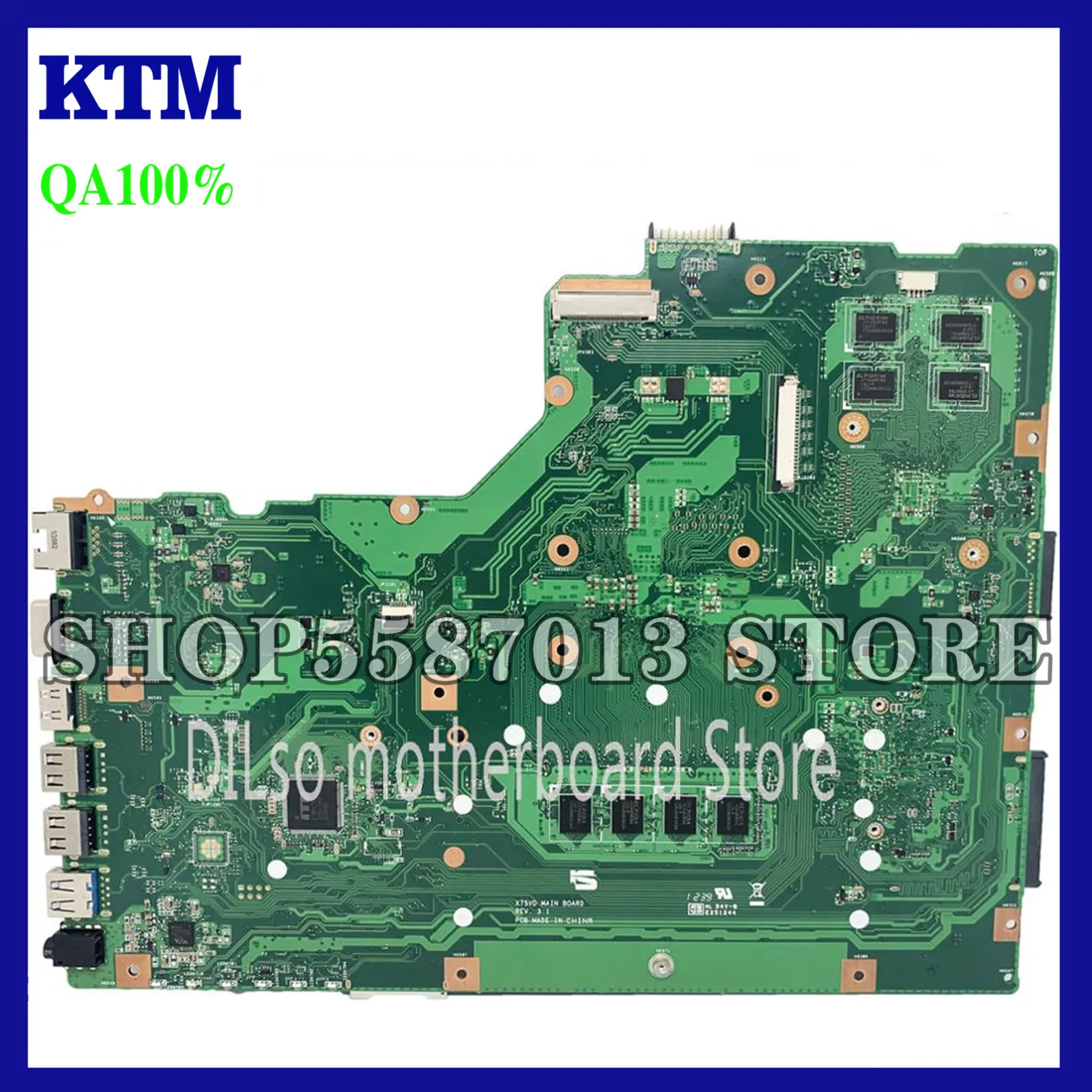 

KEFU X75VD For ASUS X75VD X75V X75VB X75VC Laptop Motherboard REV3.1 Mainboard i3 with Graphics card Test Motherboard
