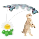 Автоматическая электрическая вращающаяся игрушка для кошек, цветная бабочка, птица, в форме животного, пластиковая забавная интерактивная игрушка для тренировки котенок домашней собаки