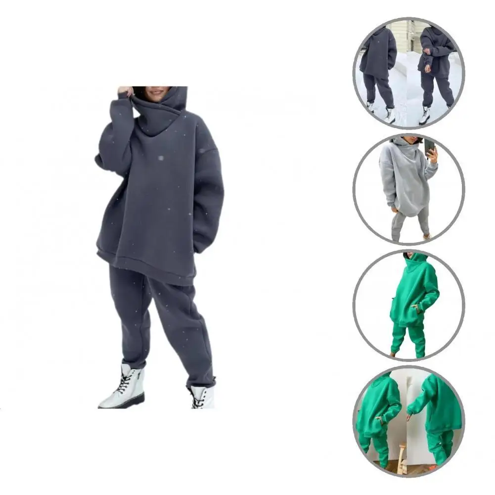 

Женские спортивные однотонные свободные штаны с капюшоном и длинным рукавом, 1 комплект