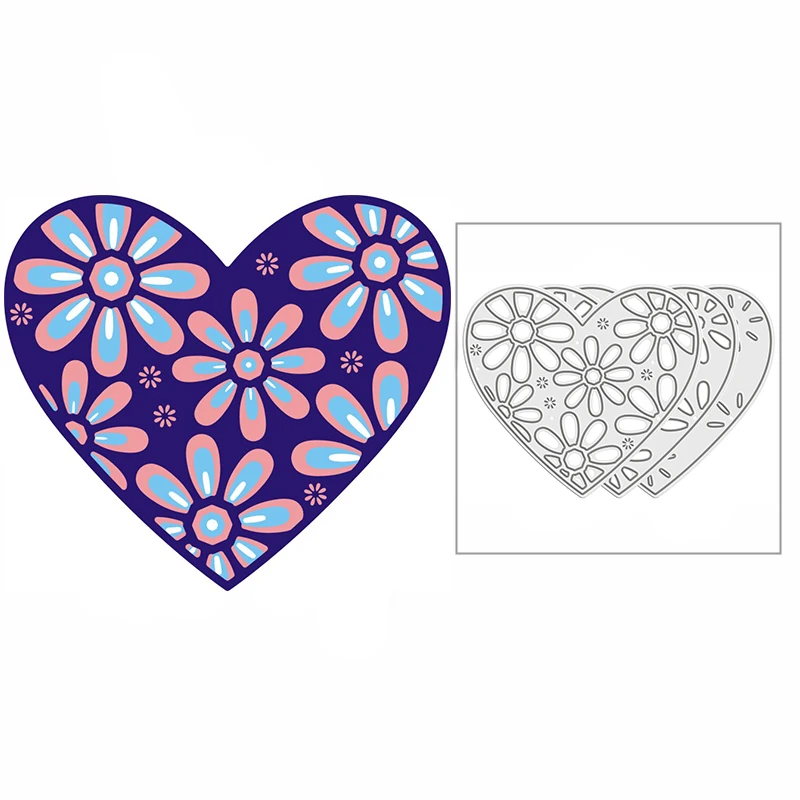 

New 2021 Layered Daisy Hearts Metal Cutting Dies for DIY Scrapbooking Paper and Card Making Decorative Embossing Craft No Stamps