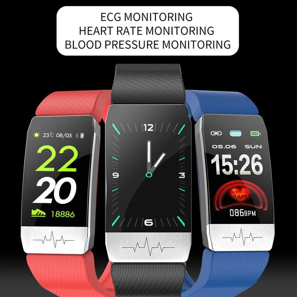 T1 Smart Watch Band With Temperature Immune Measure Blood Forecast Monitor ECG Heart Pressure Weather Remind Drinking Rate R5U6 |