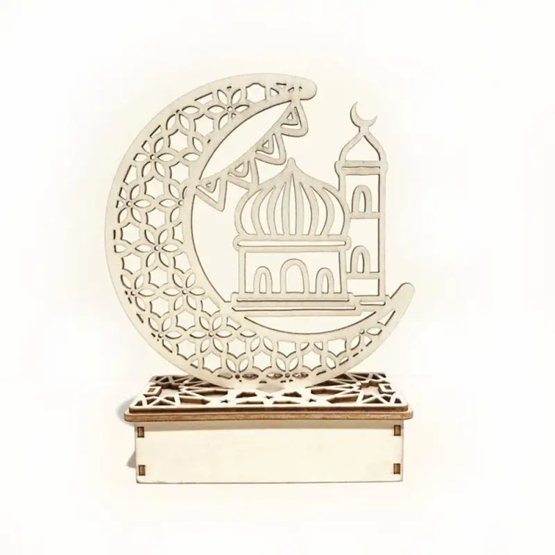 

Creative DIY Handmade Wood Moon Star For Ramadan Kareem Mubarak LED Lights Pendant Household Party Festival Crafts Accessories