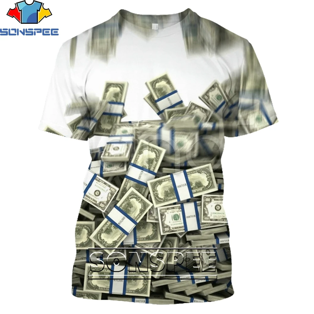 

SONSPEE 3D деньги на каждый день для мужчин Мужская Футболка Harajuku с коротким рукавом Уличная одежда Топы