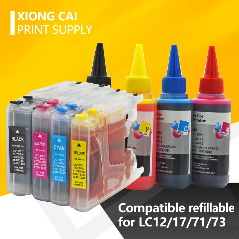 

Compatible refillable Ink Cartridge for LC12 LC40 LC71 LC73 LC75 LC400 LC1220 LC1240 For Brother Printer MFC-J6910CDW J6710CDW