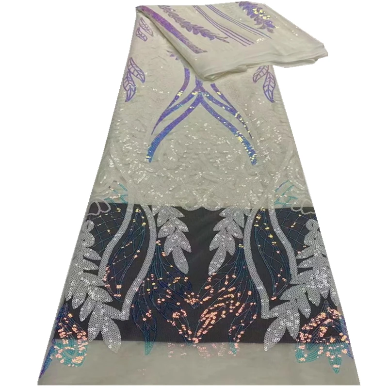 

Африканская кружевная ткань с блестками 2021, Высококачественная французская нигерийская Тюлевая Кружевная Ткань 5 ярдов для свадебного платья