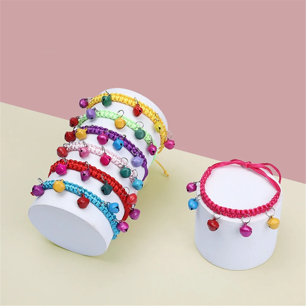 

Braided Cat Collar Adjustable Colorful Bells Kitten Necklace Cute Puppy Positioning Neck Strap Pet Cats Small Dogs Collars
