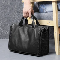 luxury sheepskin handbag mens large capacity horizontal briefcase soft leather leisure travel bag business fashion bag