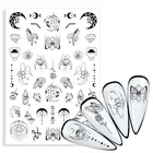 1 лист 2022 новые черные чернила для рисования ногтей Водные Наклейки Мандала тема Фрукты Цветы Алфавит листья искусство ногтей