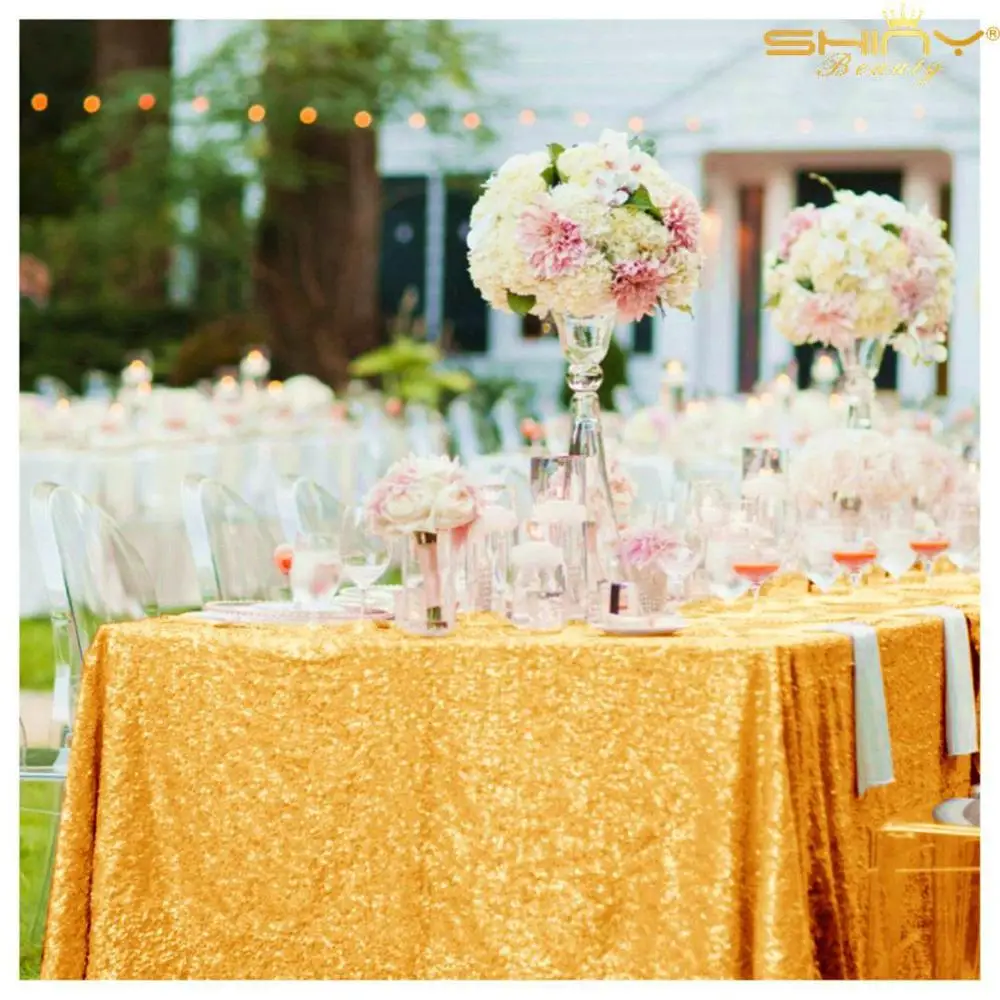 Sequin Tablecloth 50x72Inch Deep Gold Mermaid Party Tablecloths Table Cloths for Wedding/Party-M0928 | Аксессуары для одежды