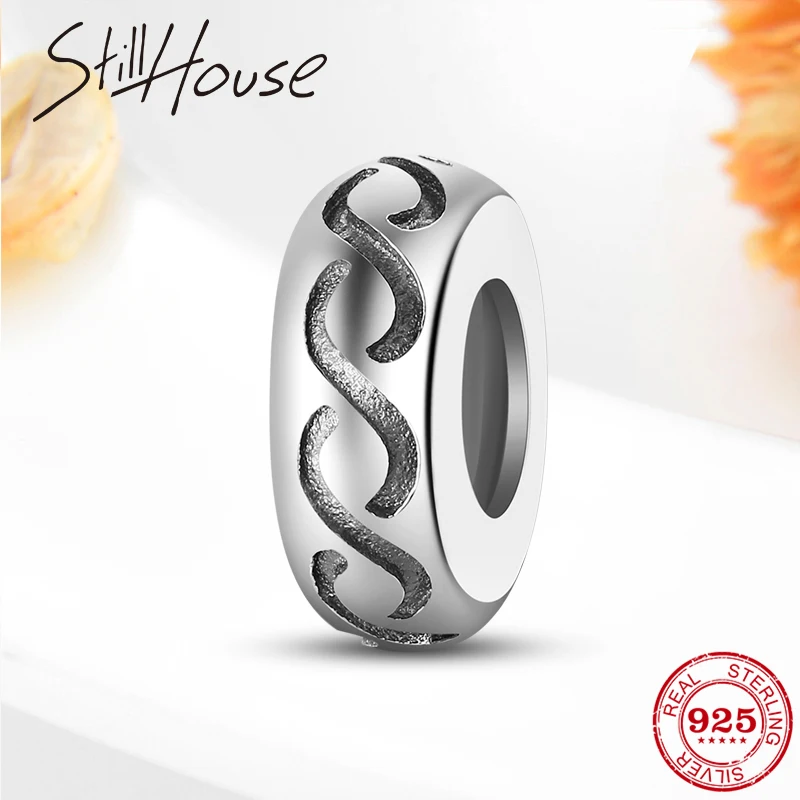 100% 925 пробы Серебряная круглой формы разделительные бусины подходят для