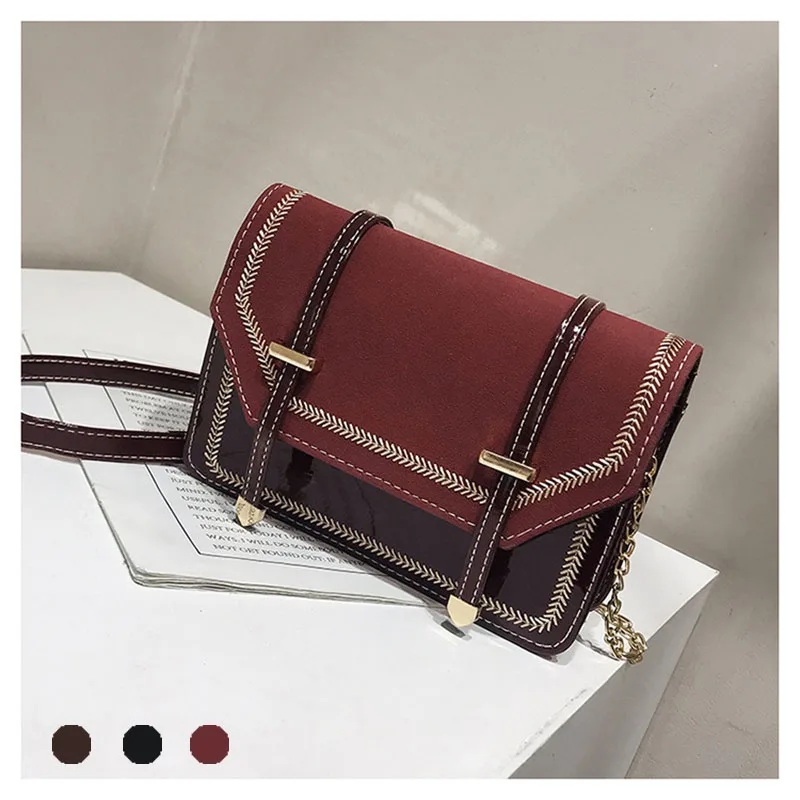 

New Matte Crossbody Bag Patent Leather Chain Shoulder Bags Fashion Exquisite Handbags Small Square Shipping Women Bag Purse Pack