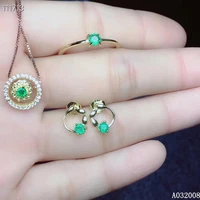 kjjeaxcmy fine jewelry 925 sterling silver natural emerald earrings ring pendant necklace fashion ladies suit support testing