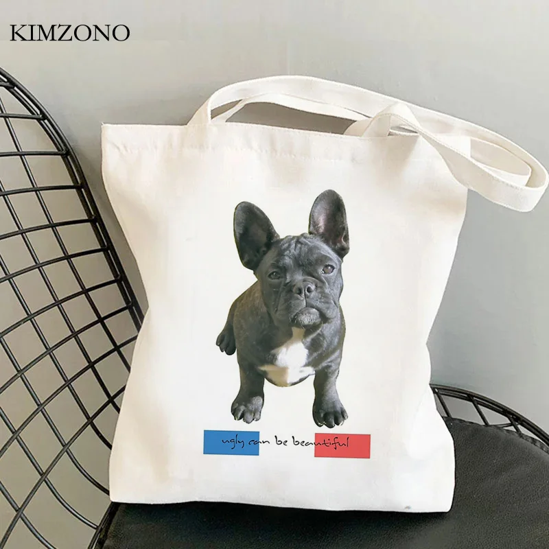 

French Bulldog shopping bag reusable shopper handbag tote bolso bolsas de tela bag sacola boodschappentas sac tissu